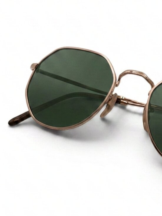 Unisex Ray-Ban Jack Gold Frame Sunglasses with Dark Green Lenses, RB3565 53/20